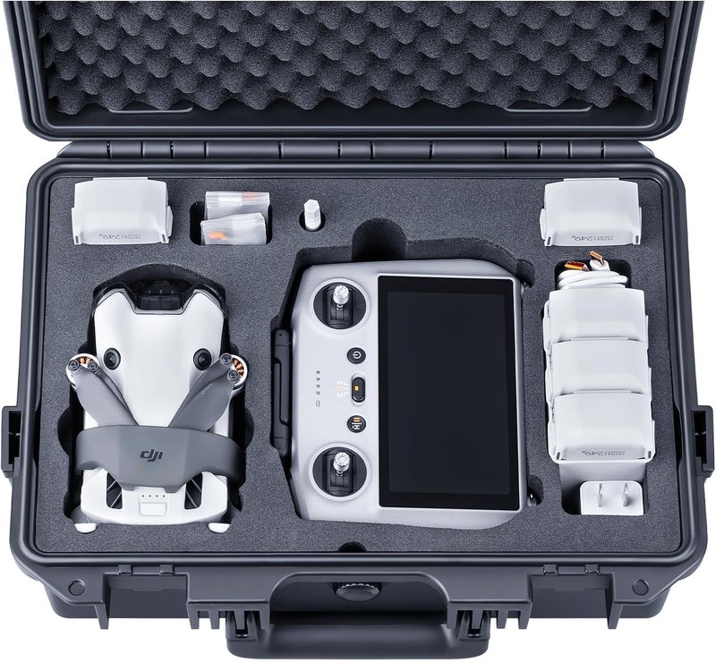 Lykus Titan MM410 Waterproof Hard Case for DJI Mini 4 Pro/Mini 3/Pro and RC2/RC/RC-N2/N1, Support 7 batteries and RC lanyard [CASE ONLY] - Image 1